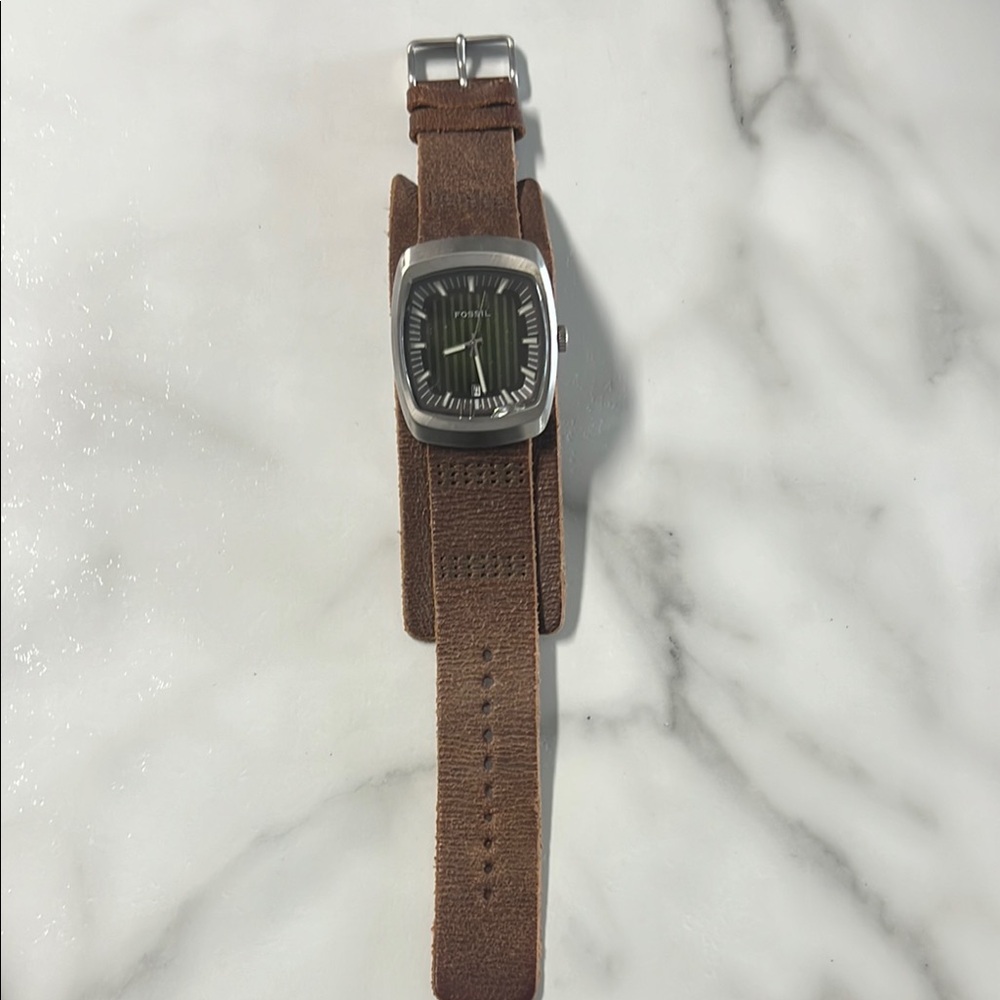 Fossil Brown Leather Strap Watch with Silver Case